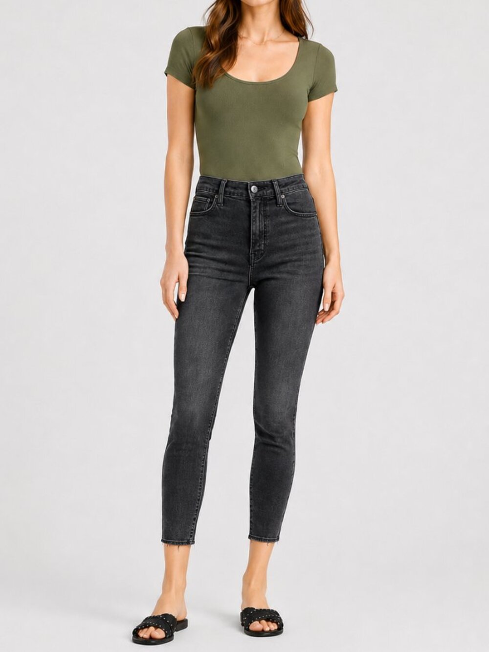 Sam Edelman The Stiletto High Rise Black Vintage Wash Crop Skinny Jeans 27